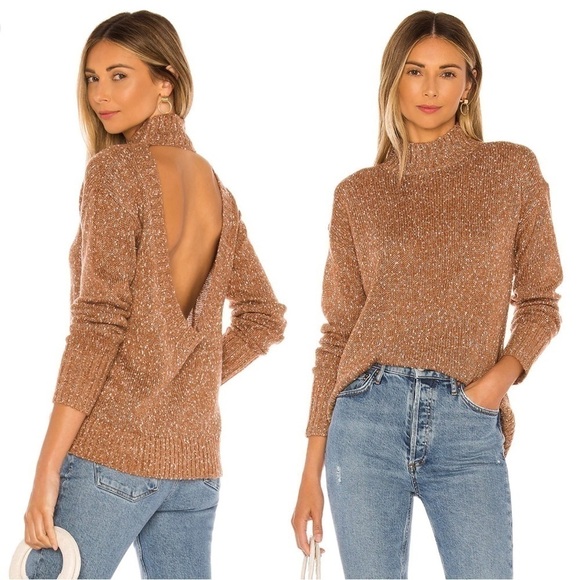 Tularosa Sweaters - Tularosa Sweater Tash Mockneck Cut Out Back in Dijon Brown XS NWT New